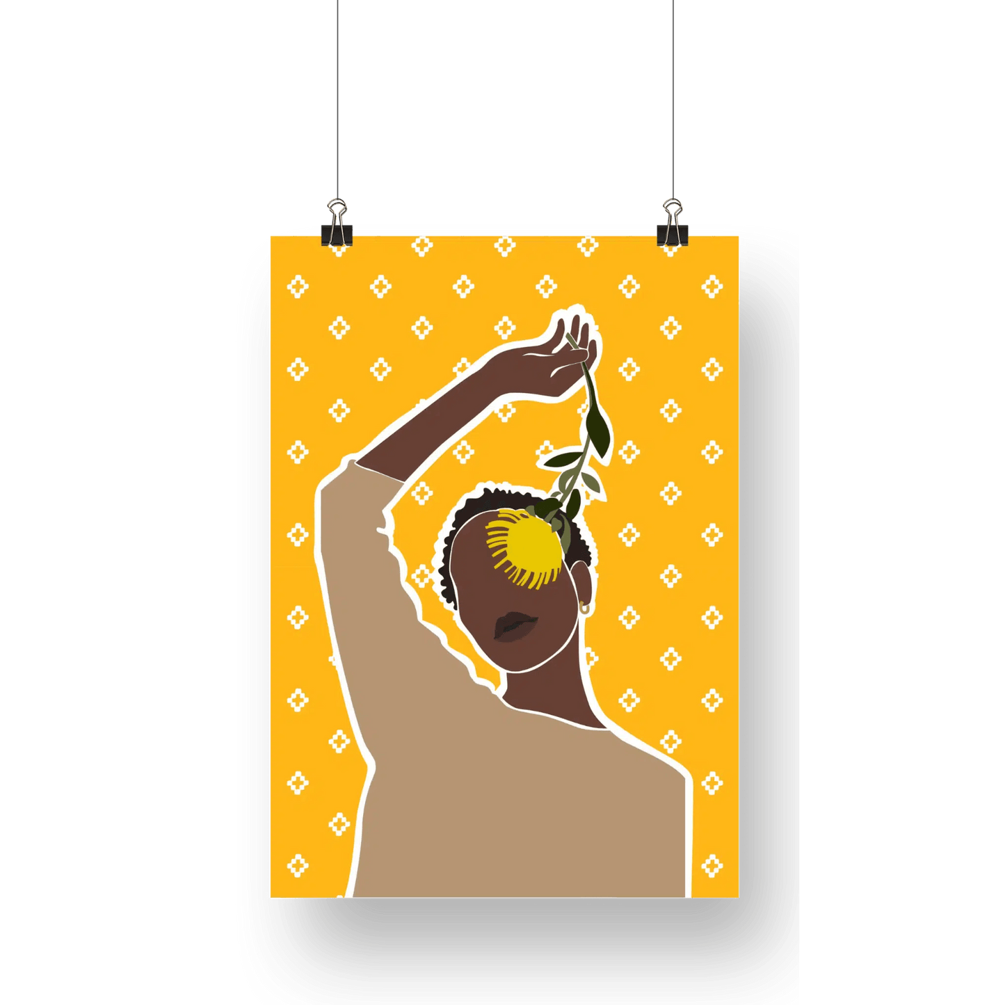 Sunflower & Grace - Afrocentric Abstract Yellow Poster - Home Sweet Soul
