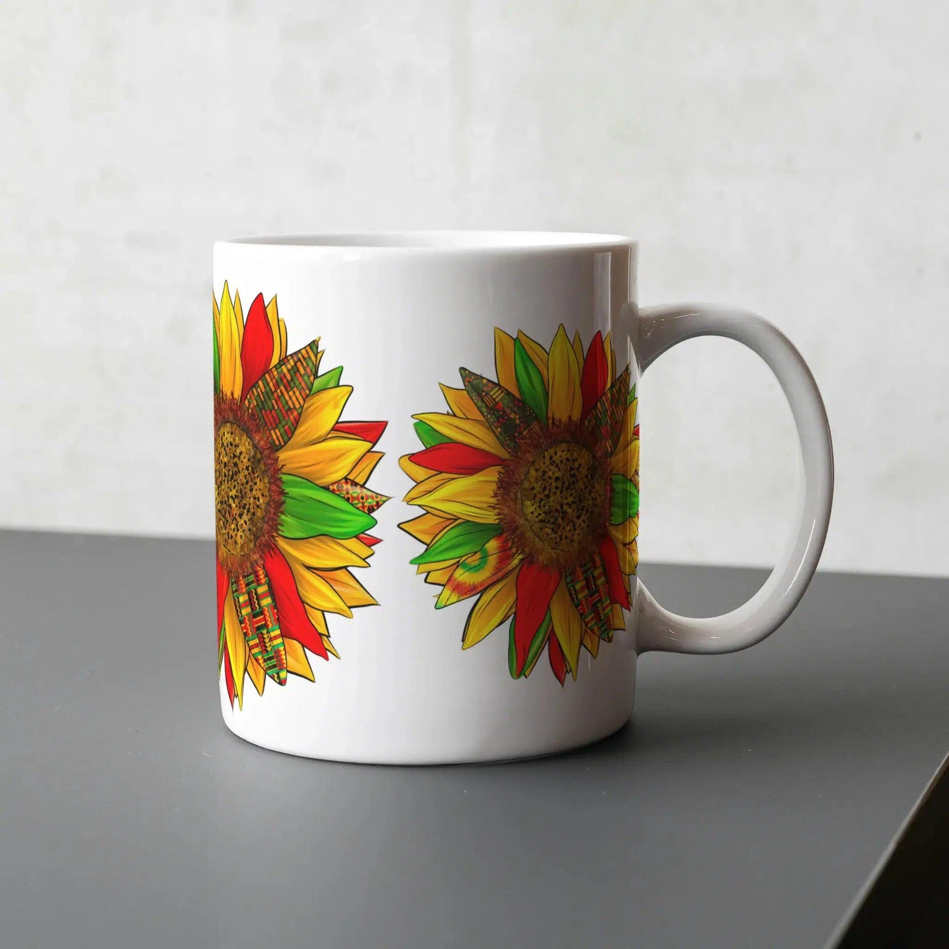 African Kente Culture Sunflower Mug 11oz - Home Sweet Soul