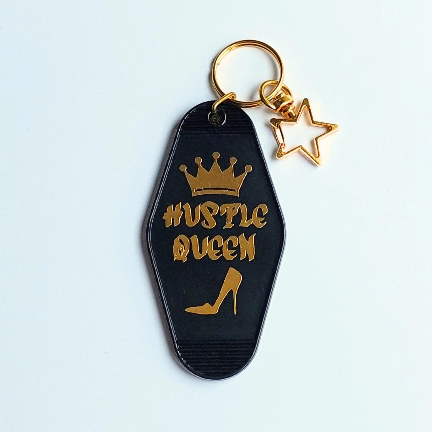'Hustle Queen' Black and Gold Motel Keychain - Home Sweet Soul