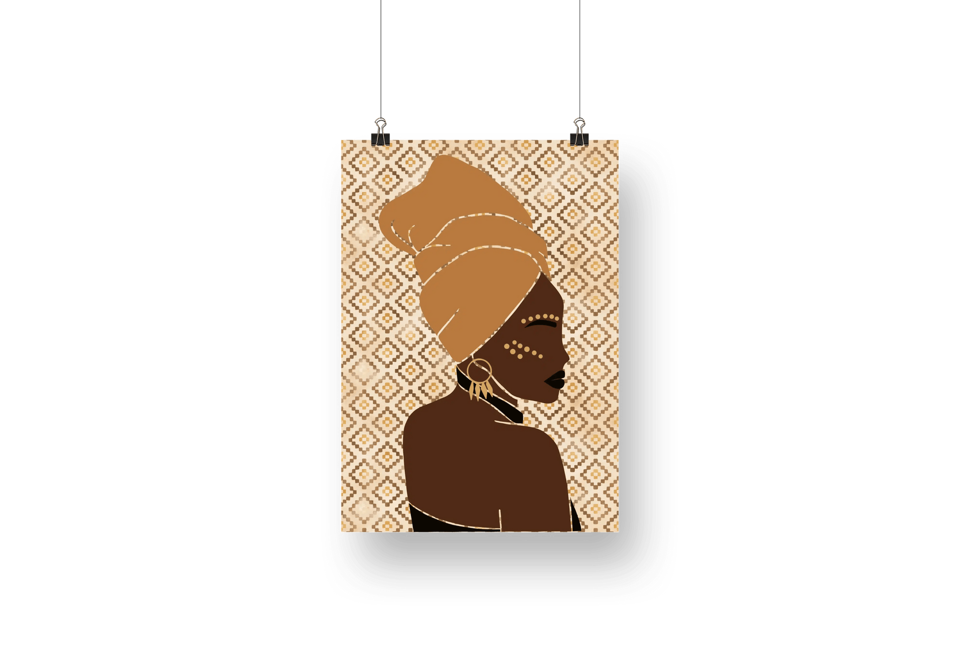 Set of 3 Abstract Afrocentric Diva Prints (Brown) - Home Sweet Soul